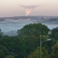 La vapeur d'eau de la centrale nucléaire de Belleville.
