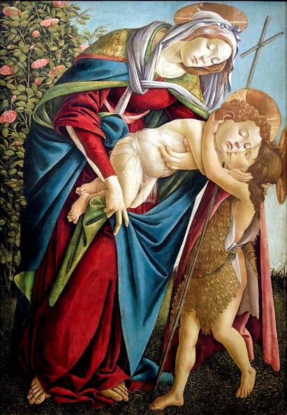 Botticelli et atelier : Vierge à l'Enfant avec le jeune St Jean-Baptiste.